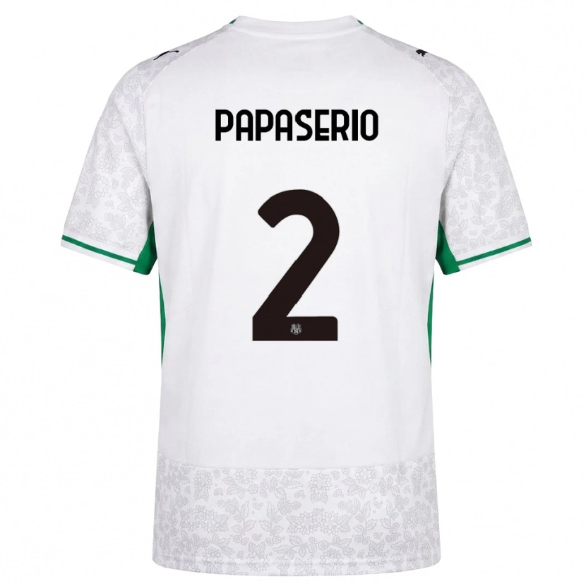 Danxen Donna Maglia Gabriele Papaserio #2 Bianco Nero Verde Kit Gara Away 2026/27 Maglietta