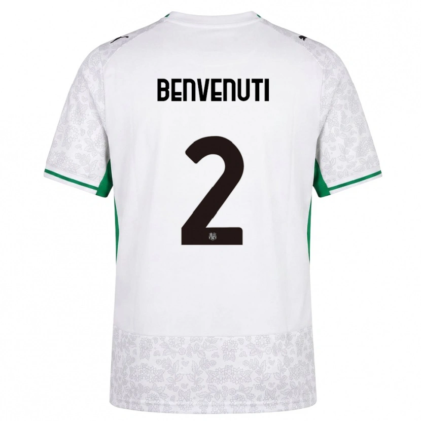 Danxen Donna Maglia Giacomo Benvenuti #2 Bianco Nero Verde Kit Gara Away 2026/27 Maglietta