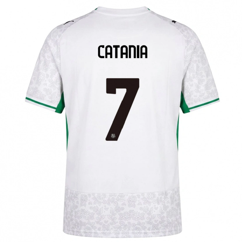 Danxen Donna Maglia Nicolò Catania #7 Bianco Nero Verde Kit Gara Away 2026/27 Maglietta