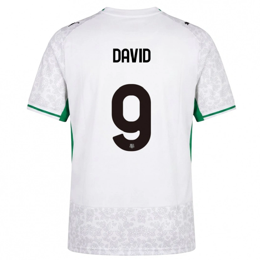 Danxen Donna Maglia Mario David #9 Bianco Nero Verde Kit Gara Away 2026/27 Maglietta