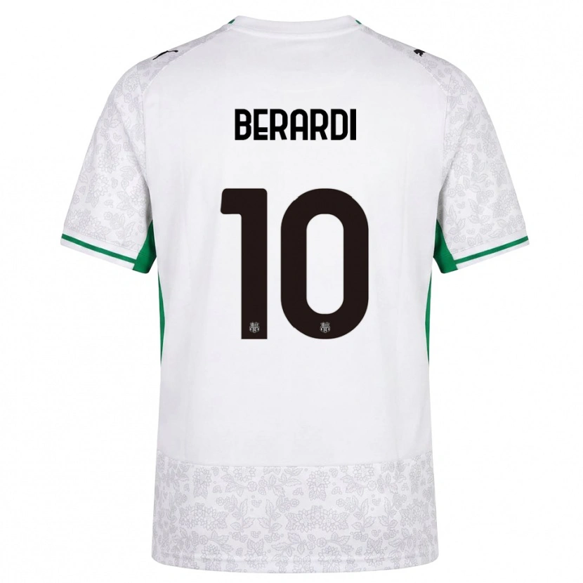 Danxen Donna Maglia Domenico Berardi #10 Bianco Nero Verde Kit Gara Away 2026/27 Maglietta