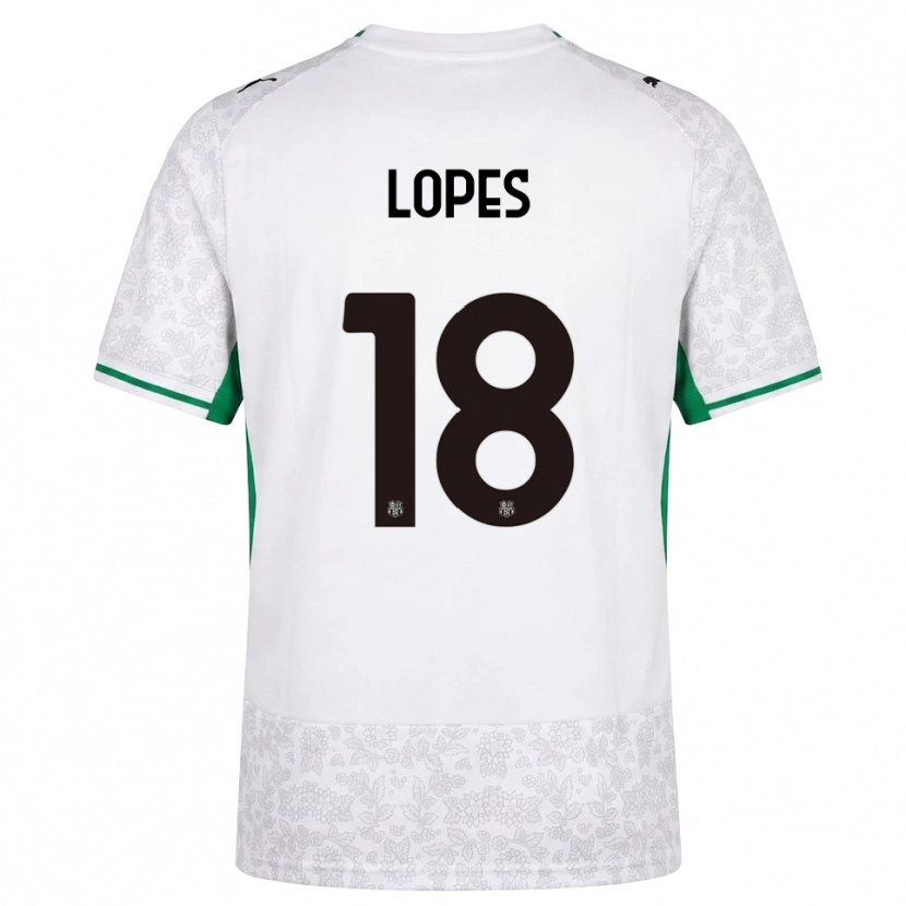 Danxen Donna Maglia Emerick Lopes #18 Bianco Nero Verde Kit Gara Away 2026/27 Maglietta