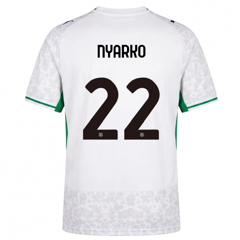 Danxen Donna Maglia Lorenzo Nyarko #22 Bianco Nero Verde Kit Gara Away 2026/27 Maglietta