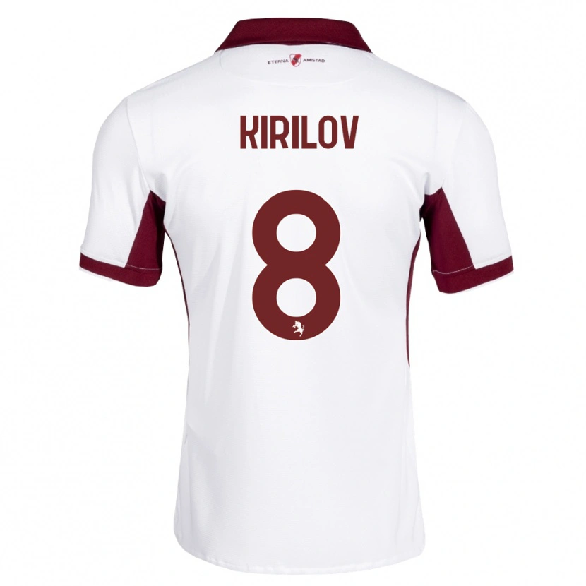 Danxen Donna Maglia Martin Kirilov #8 Borgogna Bianco Rosso Kit Gara Away 2026/27 Maglietta
