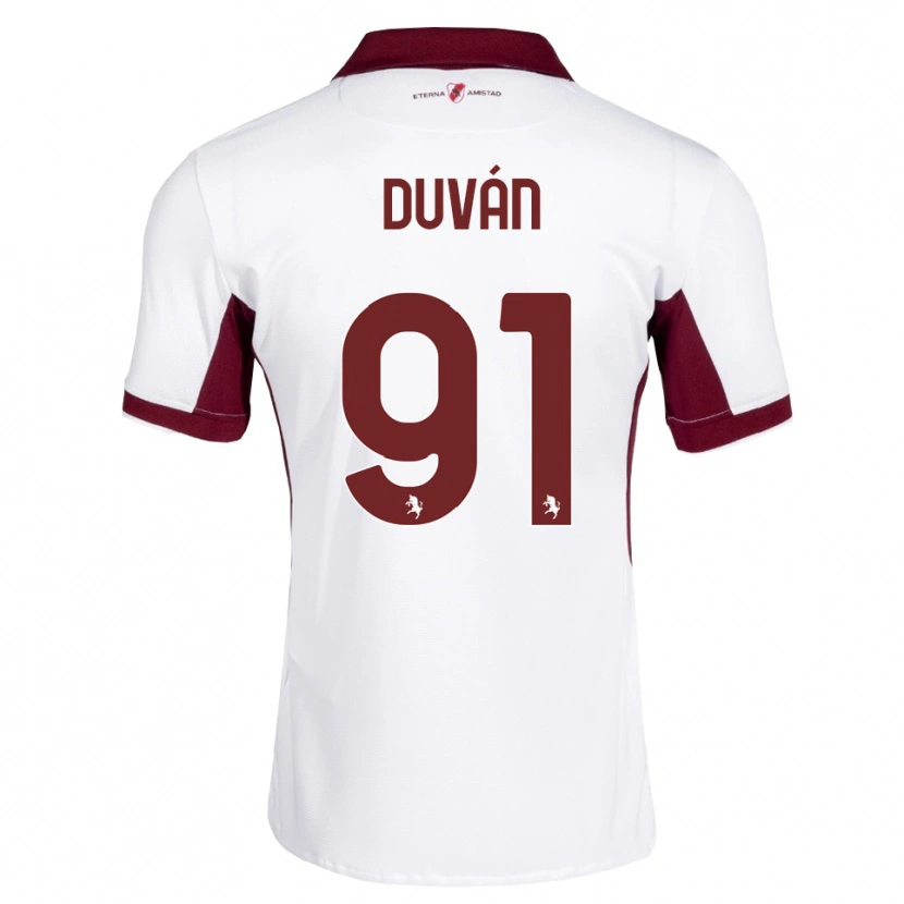 Danxen Donna Maglia Duván Zapata #91 Borgogna Bianco Rosso Kit Gara Away 2026/27 Maglietta