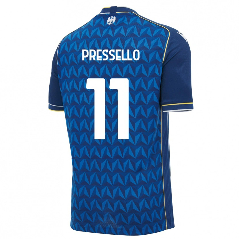 Danxen Donna Maglia Matteo Pressello #11 Blu Reale Blu Bianco Kit Gara Away 2026/27 Maglietta