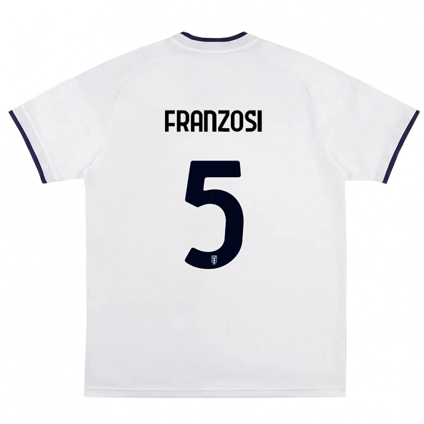 Danxen Donna Maglia Edoardo Franzosi #5 Bianco Rosso Blu Reale Kit Gara Away 2026/27 Maglietta