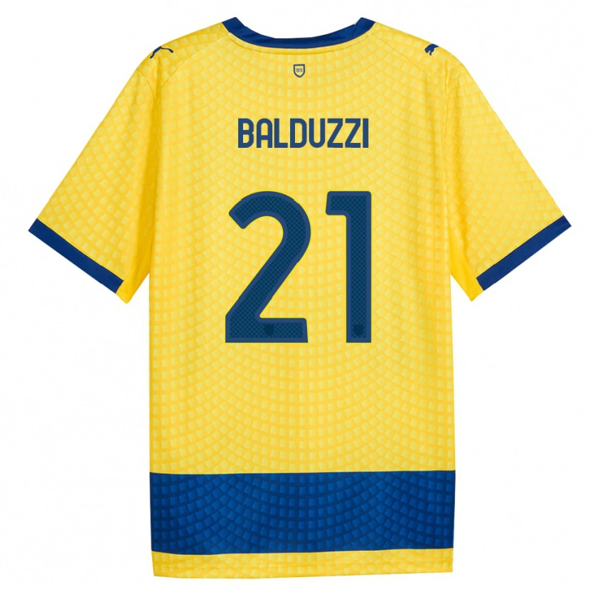 Danxen Donna Maglia Davide Balduzzi #21 Giallo Blu Nero Kit Gara Away 2026/27 Maglietta