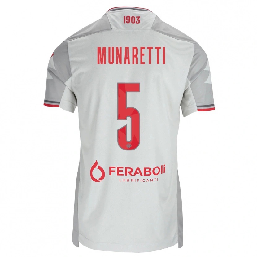 Danxen Donna Maglia Luca Munaretti #5 Grigio Bianco Rosso Kit Gara Away 2026/27 Maglietta