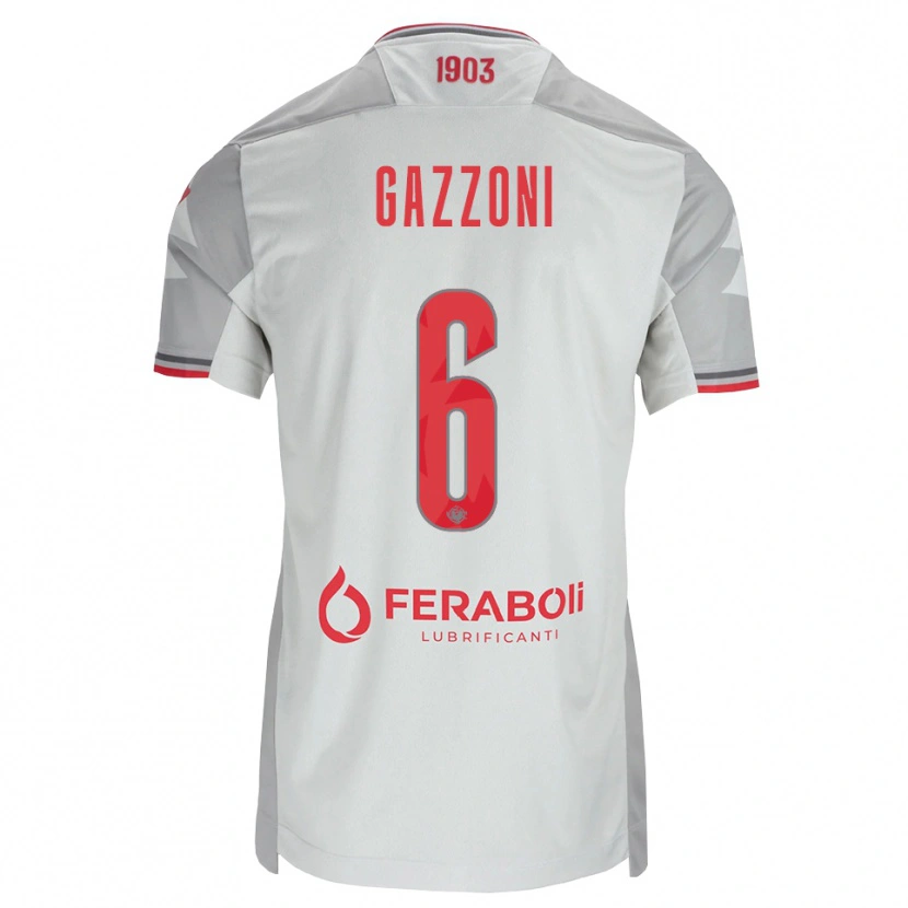 Danxen Donna Maglia Matteo Gazzoni #6 Grigio Bianco Rosso Kit Gara Away 2026/27 Maglietta