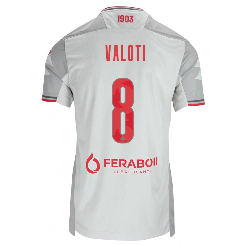 Danxen Donna Maglia Mattia Valoti #8 Grigio Bianco Rosso Kit Gara Away 2026/27 Maglietta
