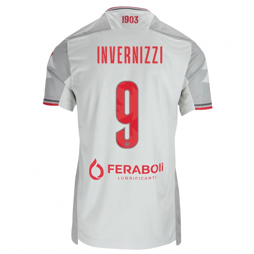 Danxen Donna Maglia Leonardo Invernizzi #9 Grigio Bianco Rosso Kit Gara Away 2026/27 Maglietta