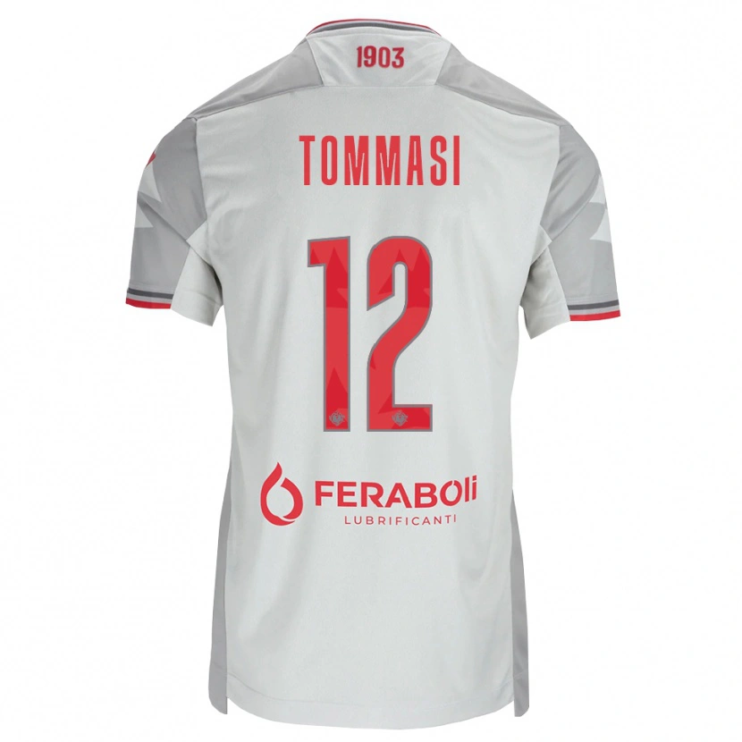 Danxen Donna Maglia Francesco Tommasi #12 Grigio Bianco Rosso Kit Gara Away 2026/27 Maglietta