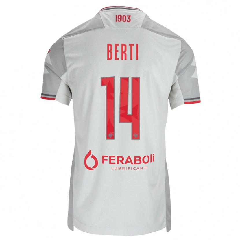 Danxen Donna Maglia Tommaso Berti #14 Grigio Bianco Rosso Kit Gara Away 2026/27 Maglietta