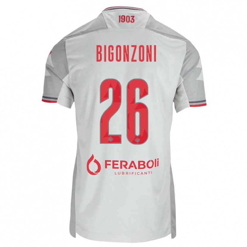 Danxen Donna Maglia Michele Bigonzoni #26 Grigio Bianco Rosso Kit Gara Away 2026/27 Maglietta