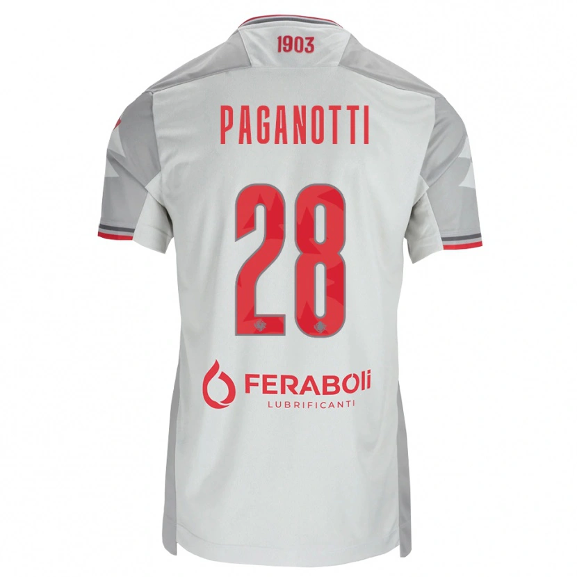 Danxen Donna Maglia Michele Paganotti #28 Grigio Bianco Rosso Kit Gara Away 2026/27 Maglietta