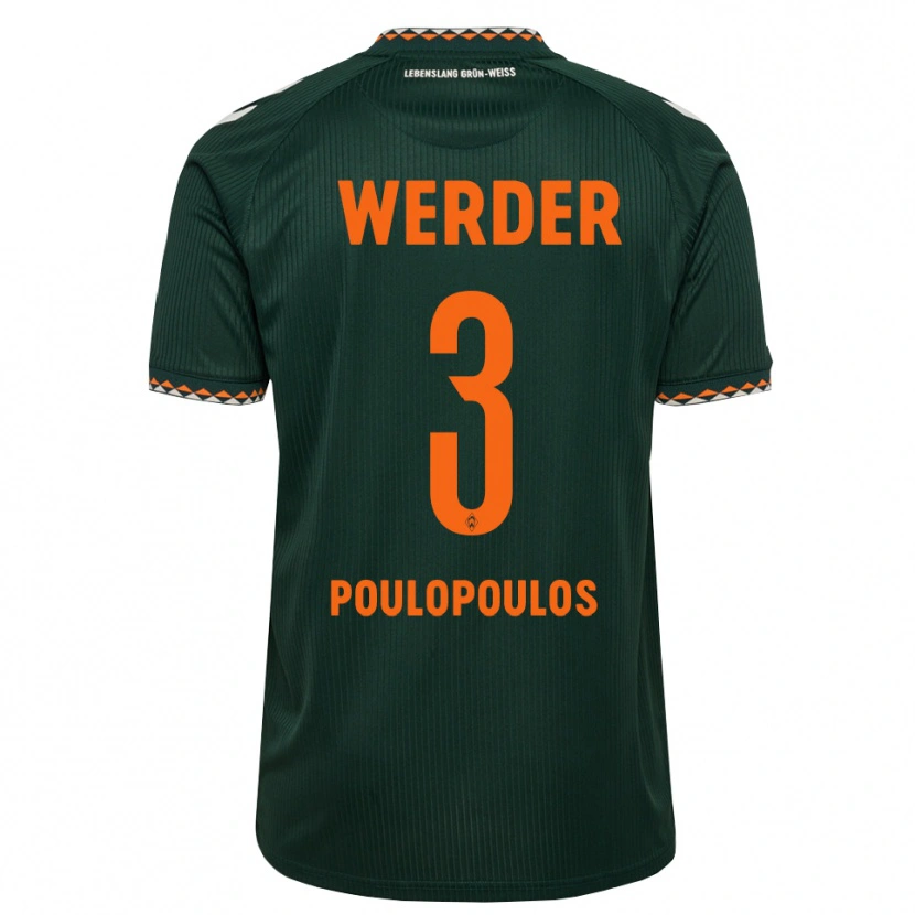 Danxen Donna Maglia Andreas Poulopoulos #3 Verde Scuro Arancione Bianco Kit Gara Away 2026/27 Maglietta