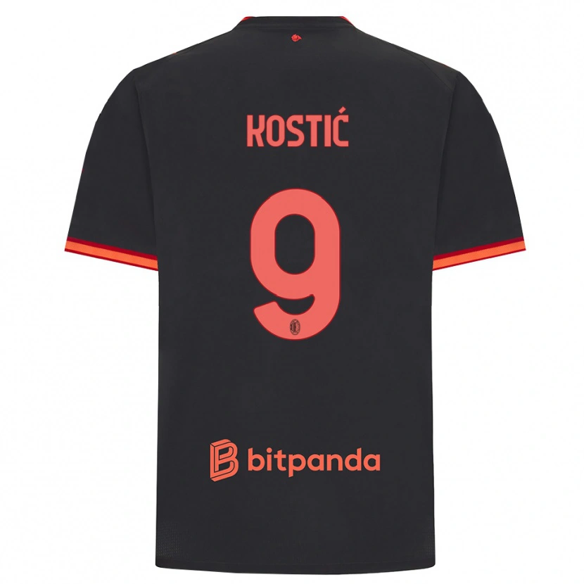 Danxen Donna Maglia Andrej Kostić #9 Rosso Nero Kit Gara Third 2026/27 Maglietta