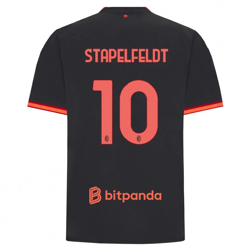 Danxen Donna Maglia Nina Stapelfeldt #10 Rosso Nero Kit Gara Third 2026/27 Maglietta