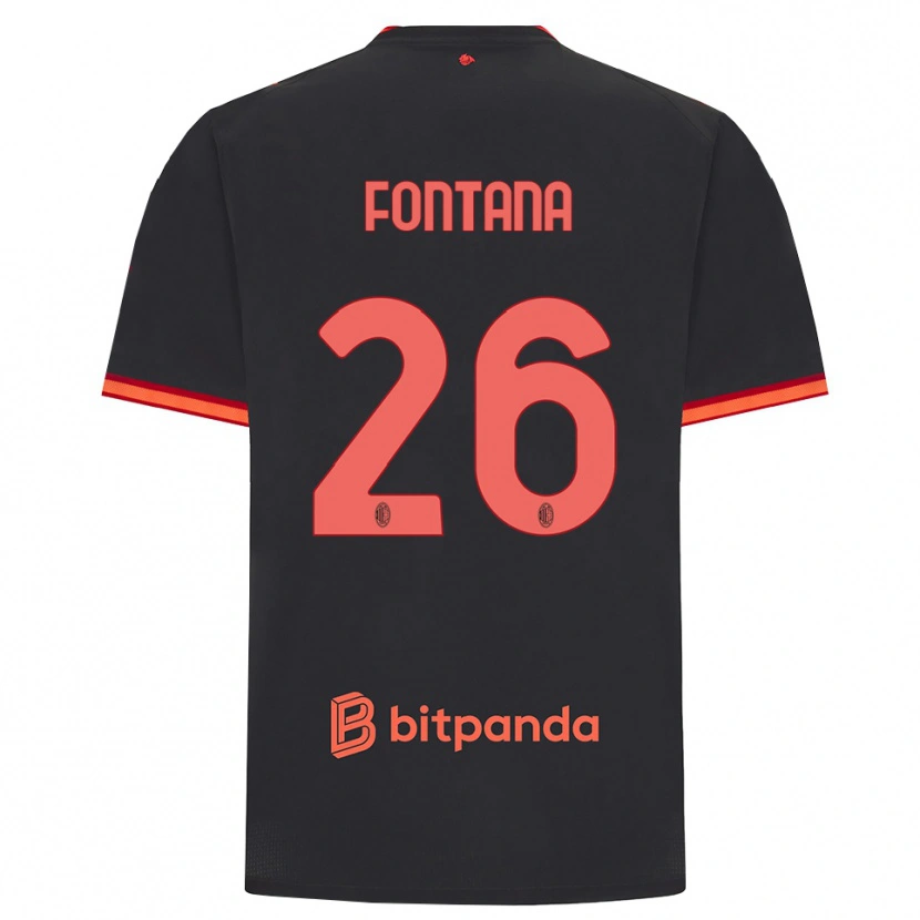 Danxen Donna Maglia Francesco Fontana #26 Rosso Nero Kit Gara Third 2026/27 Maglietta