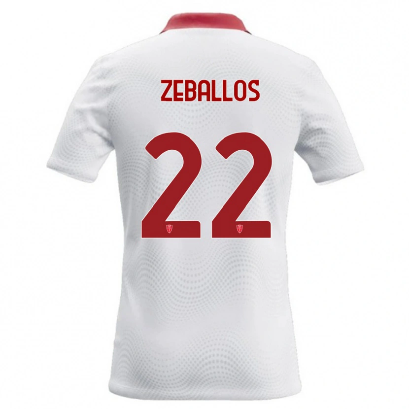 Danxen Bambino Maglia Exequiel Zeballos #22 Bianco Rosso Kit Gara Away 2026/27 Maglietta