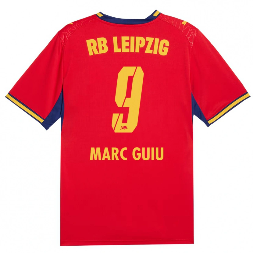 Danxen Bambino Maglia Marc Guiu #9 Rosso Giallo Blu Reale Kit Gara Away 2026/27 Maglietta