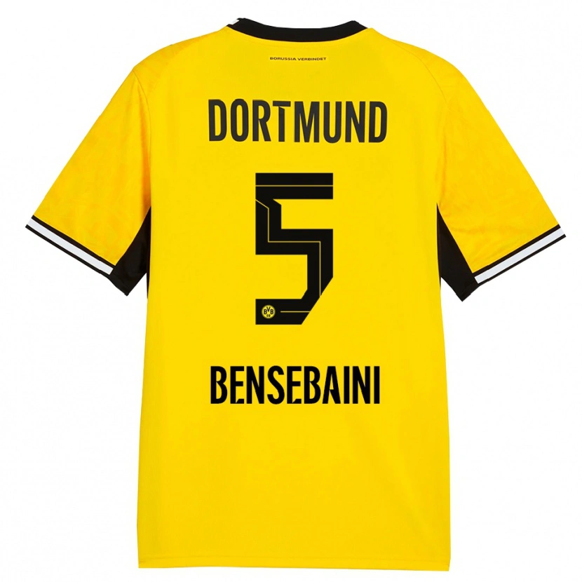 Danxen Bambino Maglia Ramy Bensebaini #5 Giallo Nero Bianco Kit Gara Home 2026/27 Maglietta