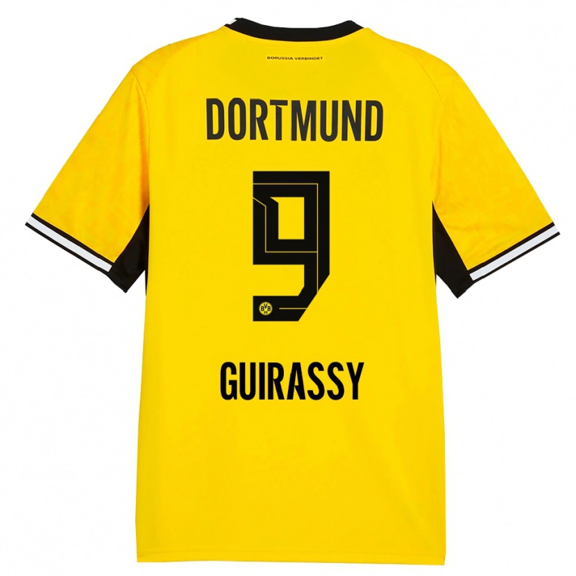 Danxen Bambino Maglia Serhou Guirassy #9 Giallo Nero Bianco Kit Gara Home 2026/27 Maglietta