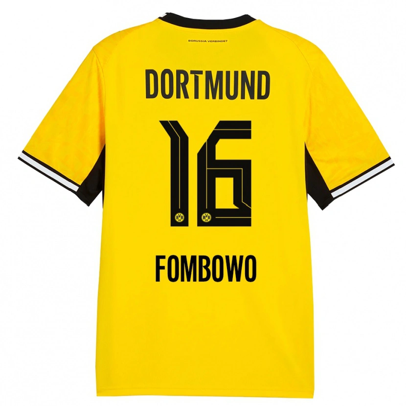 Danxen Bambino Maglia Christian Fombowo #16 Giallo Nero Bianco Kit Gara Home 2026/27 Maglietta