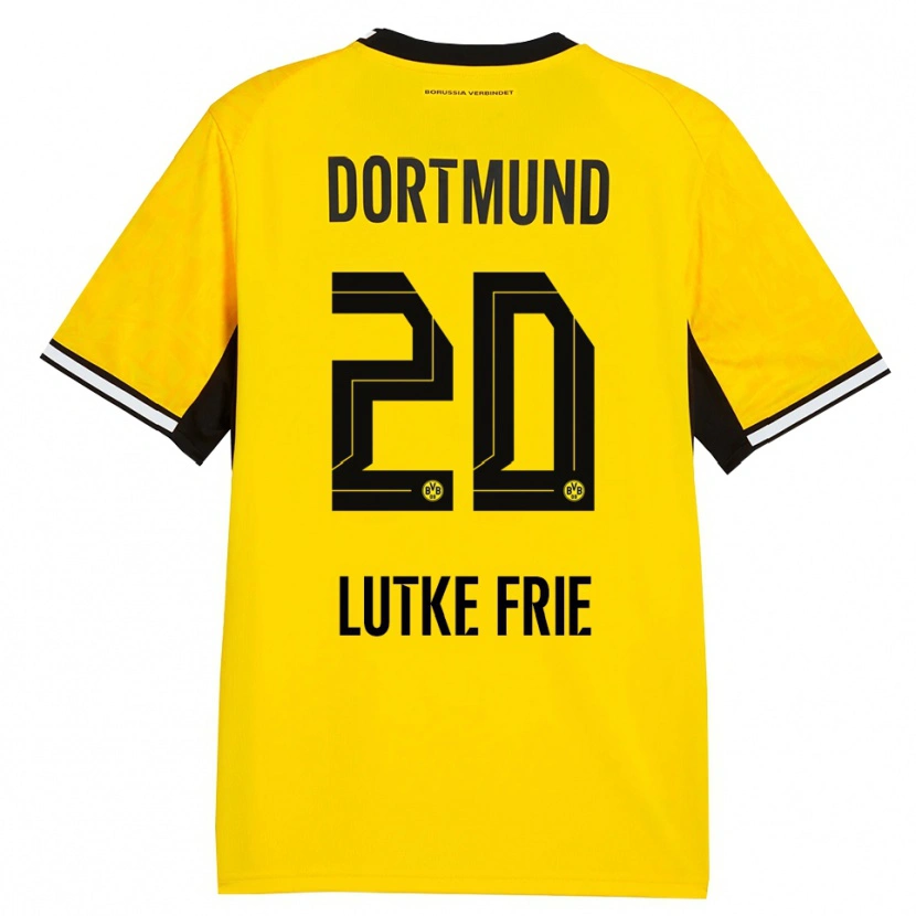Danxen Bambino Maglia Dennis Lutke-Frie #20 Giallo Nero Bianco Kit Gara Home 2026/27 Maglietta