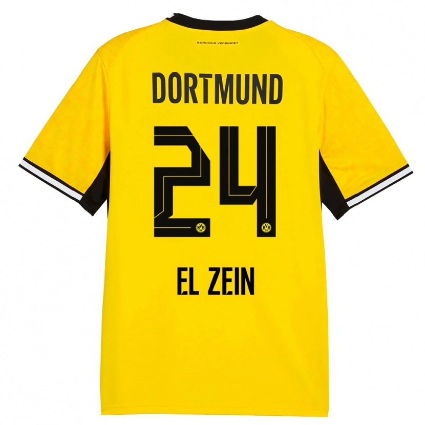 Danxen Bambino Maglia Abu-Bekir Omer El-Zein #24 Giallo Nero Bianco Kit Gara Home 2026/27 Maglietta