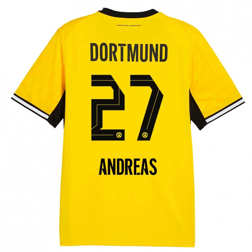 Danxen Bambino Maglia Kuno Andreas #27 Giallo Nero Bianco Kit Gara Home 2026/27 Maglietta