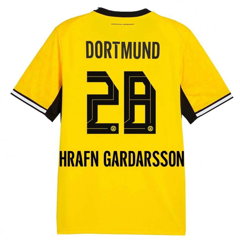 Danxen Bambino Maglia Bjarki Hrafn Gardarsson #28 Giallo Nero Bianco Kit Gara Home 2026/27 Maglietta