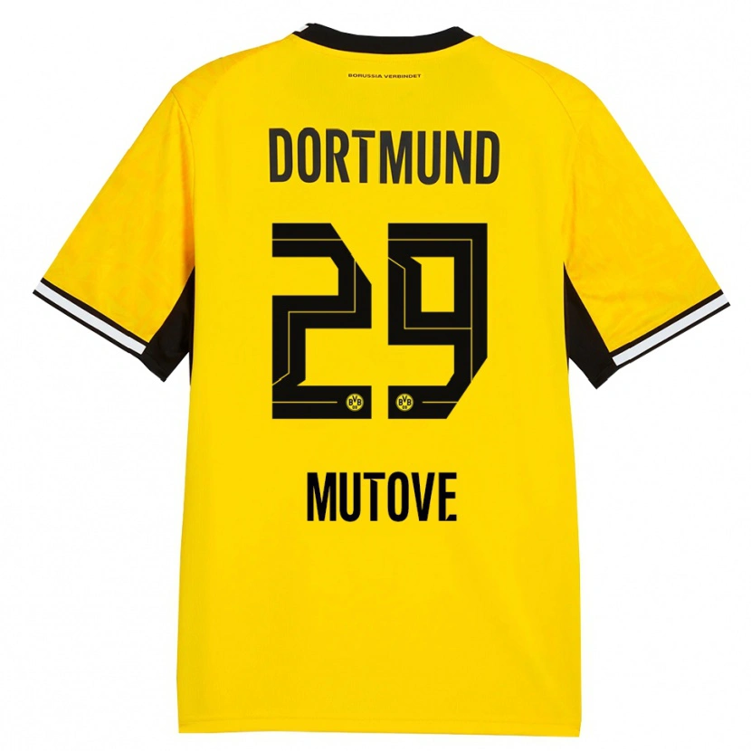 Danxen Bambino Maglia Kevin Mutove #29 Giallo Nero Bianco Kit Gara Home 2026/27 Maglietta