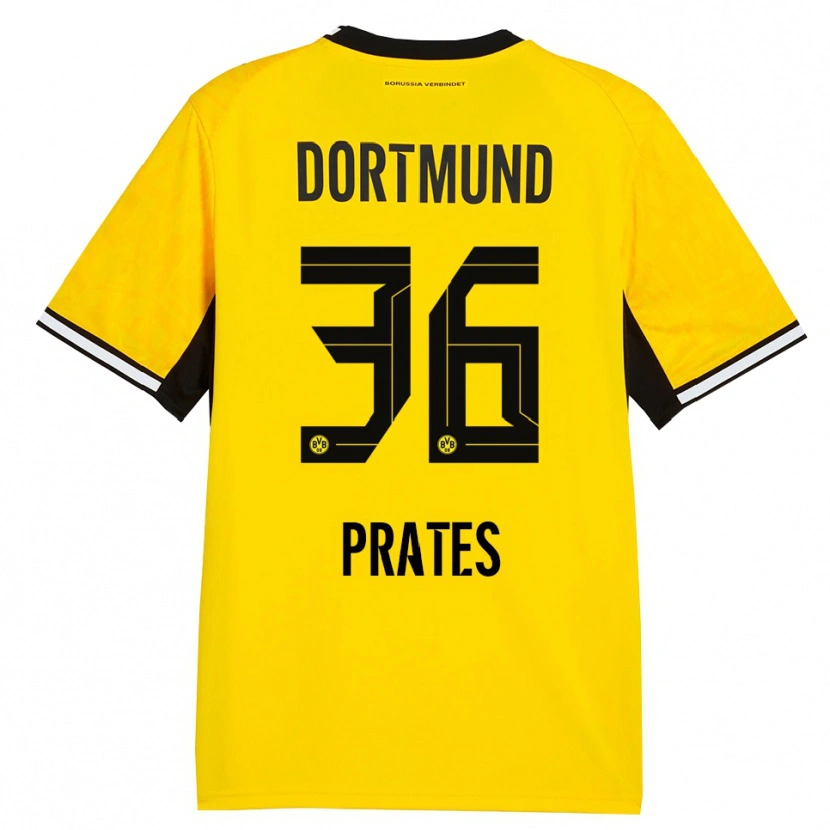 Danxen Bambino Maglia Kauã Prates #36 Giallo Nero Bianco Kit Gara Home 2026/27 Maglietta