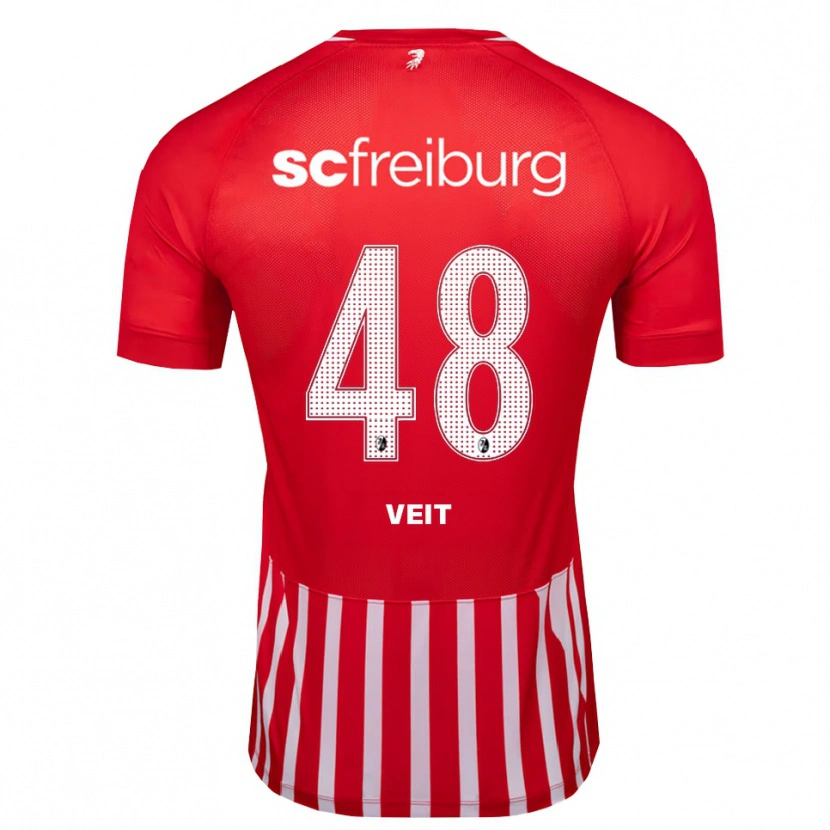 Danxen Bambino Maglia Jannik Veit #48 Rosso Bianco Nero Kit Gara Home 2026/27 Maglietta