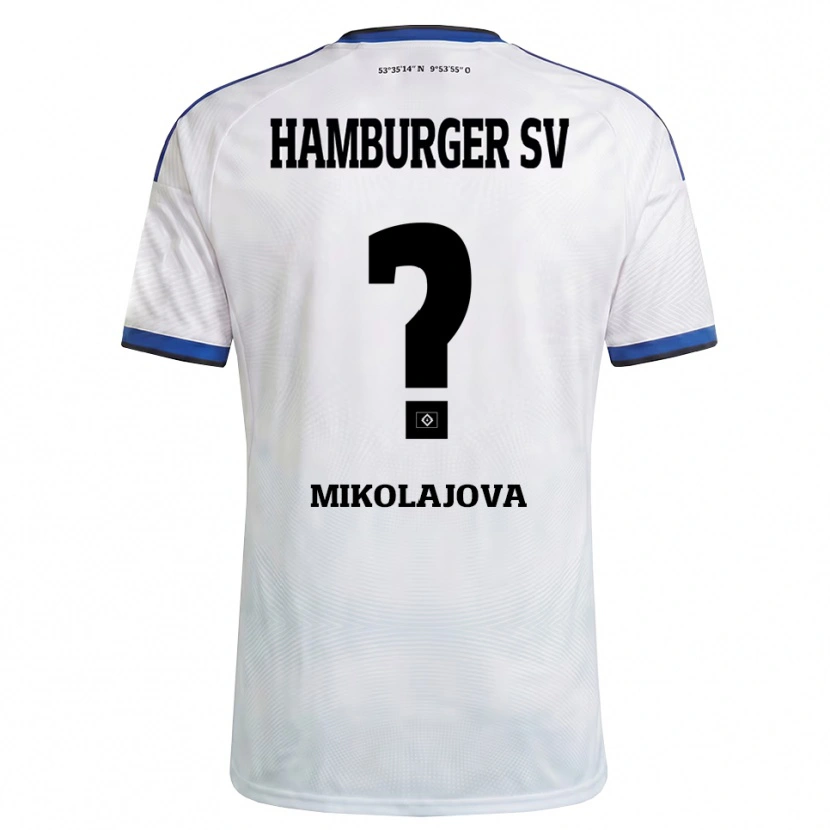 Danxen Bambino Maglia Maria Mikolajova #0 Bianco Nero Blu Kit Gara Home 2026/27 Maglietta