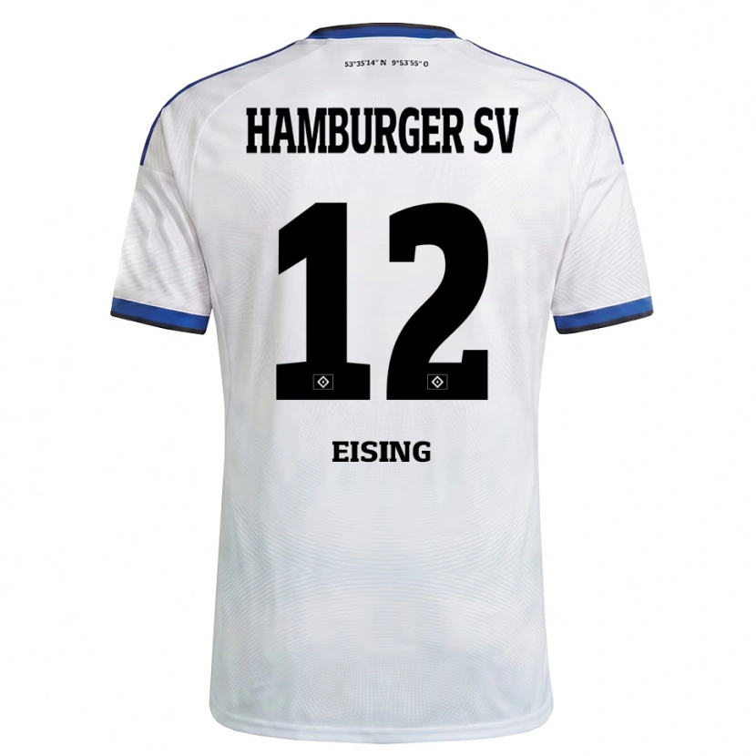 Danxen Bambino Maglia Luis Eising #12 Bianco Nero Blu Kit Gara Home 2026/27 Maglietta