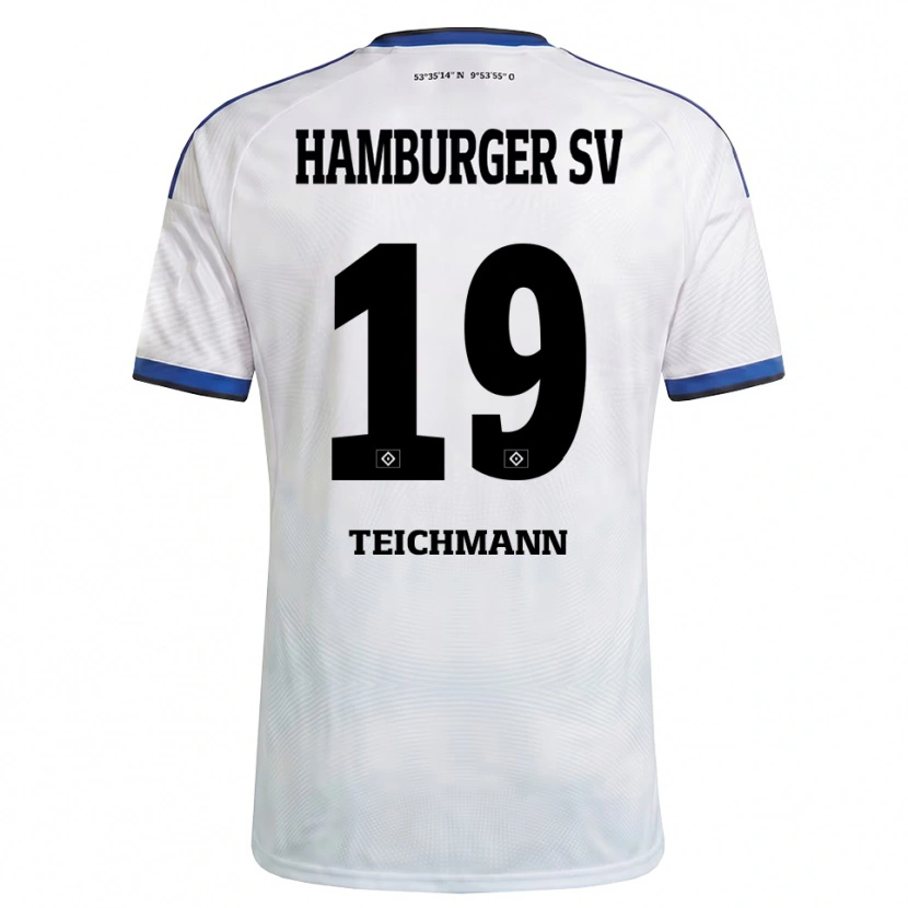 Danxen Bambino Maglia Mats Teichmann #19 Bianco Nero Blu Kit Gara Home 2026/27 Maglietta