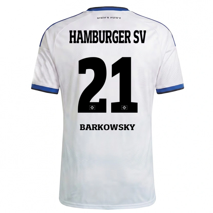 Danxen Bambino Maglia Finn Barkowsky #21 Bianco Nero Blu Kit Gara Home 2026/27 Maglietta