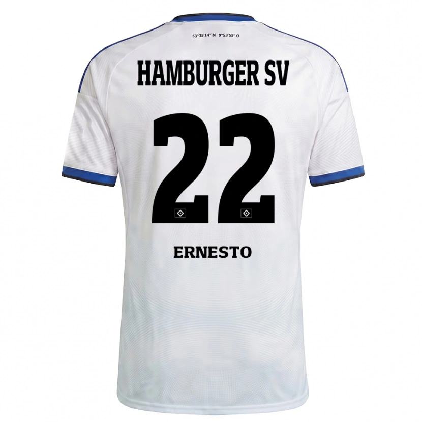 Danxen Bambino Maglia Jorge Ernesto #22 Bianco Nero Blu Kit Gara Home 2026/27 Maglietta