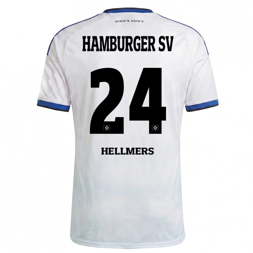 Danxen Bambino Maglia Maximilian Hellmers #24 Bianco Nero Blu Kit Gara Home 2026/27 Maglietta