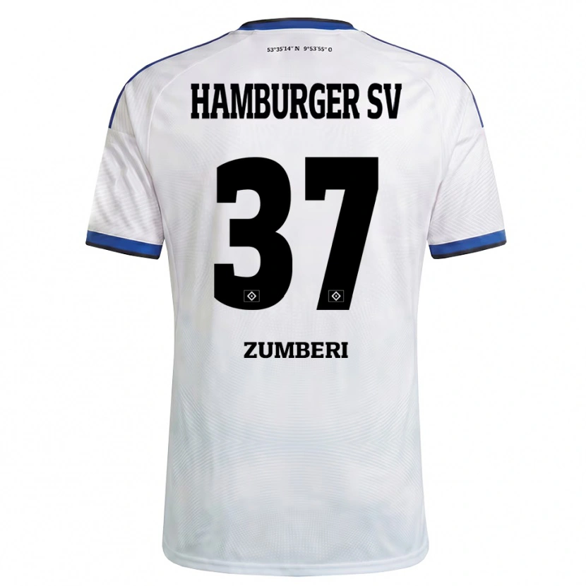 Danxen Bambino Maglia Valon Zumberi #37 Bianco Nero Blu Kit Gara Home 2026/27 Maglietta