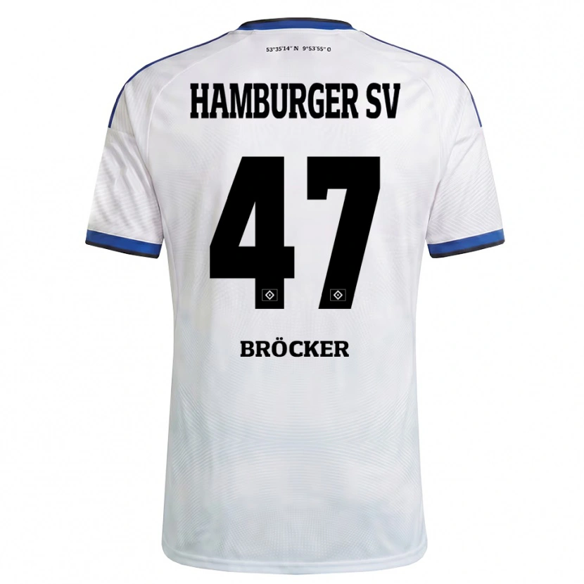 Danxen Bambino Maglia Mads Bröcker #47 Bianco Nero Blu Kit Gara Home 2026/27 Maglietta