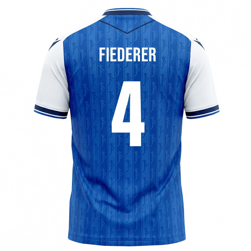 Danxen Bambino Maglia Tom Fiederer #4 Blu Reale Bianco Kit Gara Home 2026/27 Maglietta