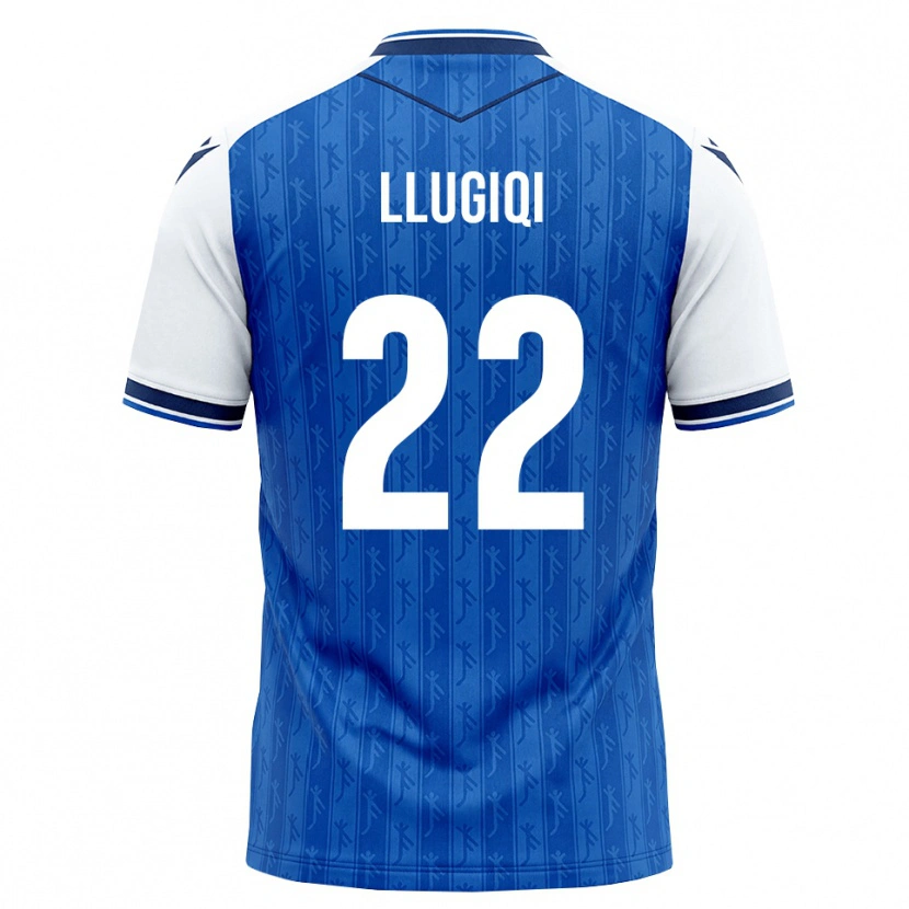 Danxen Bambino Maglia Arian Llugiqi #22 Blu Reale Bianco Kit Gara Home 2026/27 Maglietta