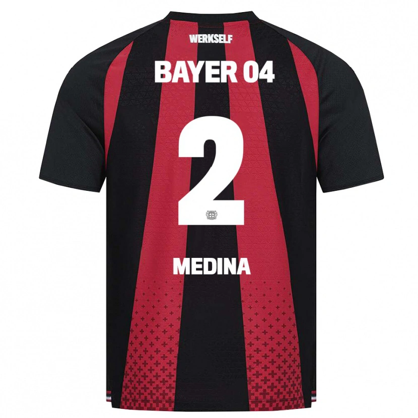 Danxen Bambino Maglia Facundo Medina #2 Nero Bianco Rosso Kit Gara Home 2026/27 Maglietta