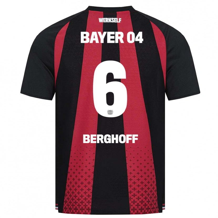 Danxen Bambino Maglia Jonah Berghoff #6 Nero Bianco Rosso Kit Gara Home 2026/27 Maglietta