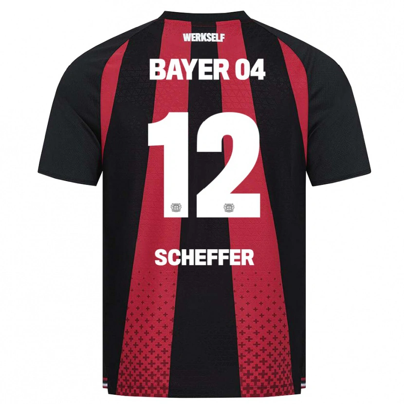 Danxen Bambino Maglia Dani Scheffer #12 Nero Bianco Rosso Kit Gara Home 2026/27 Maglietta