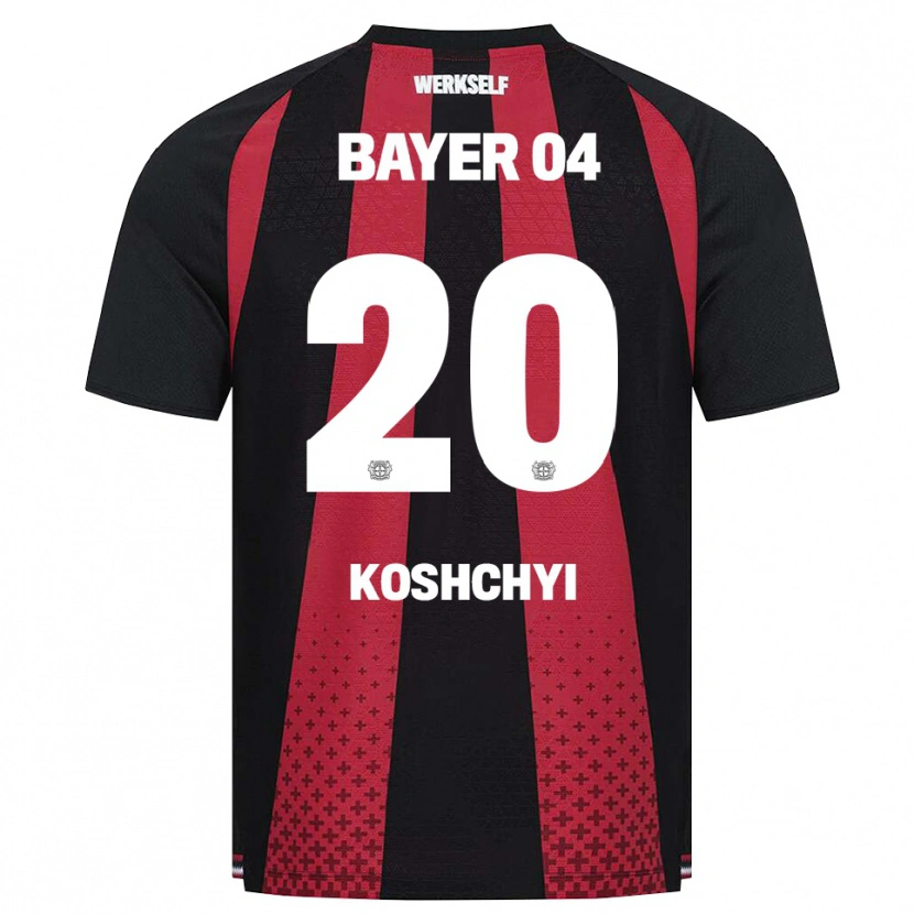 Danxen Bambino Maglia Yegor Koshchyi #20 Nero Bianco Rosso Kit Gara Home 2026/27 Maglietta